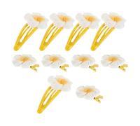 Ciieeo Hawaiian Flower Hair Clips Metal and Plastic Material 10pcs Yellow Versatile Use, Resistant to Deformation for Girls and Toddlers for Beach and Tropical Party Accessories