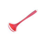 Ciieeo Heat Resistant Silicone Soup Ladle Non Stick Spoon for Cooking and Serving One Design Kitchen Utensil in Red with Easy Storage