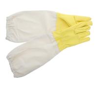 Ciieeo Heavy Duty Xxl Pu Leather Beekeeping Gloves with Yellow Canvas Long Sleeves, Beekeeper Safety Gloves for Outdoor Work and Gardening Hand Protection