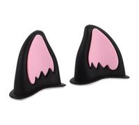 Ciieeo Helmet Cat Ears Motorcycle Accessory Pair in Black and Pink for Stylish Female Riders