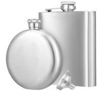 Ciieeo Hip Flask Outdoor Wine Bottle Drinking Flask Stainless Steel Round 5oz Square 7oz with Funnel Beautiful Safe to Drink for Picnic and Fishing