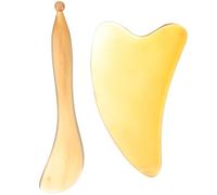Ciieeo Horn Scraping Board Set 2Pcs Massage Plates for Facial Guasha Therapy Blood Circulation Relaxation 5.12In Durable Natural Horn Tools