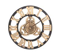 Ciieeo Industrial Gear Wall Clock Retro Decorative Roman Numerals Easy to Install for Living Room Kitchen and Bedroom Decor Golden Battery Not Included