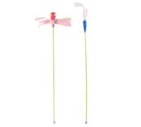 Ciieeo Interactive Cat Teaser Stick Random Color 2pcs with Artificial Plume Feather, Entertaining and Bite Resistant Plastic Wand and Pet Accessories for Kittens and Cats, for Indoor
