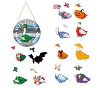 Ciieeo Interchangeable Wooden Round Wall Ornament Plaque with Magnetic Holiday Front Sign for Seasonal Porch Goose Decoration Thanksgiving, Saint Patrick’S, Valentine’S Day Christmas Door
