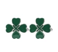 Ciieeo Irish Four Leaf Clover Cufflinks Set, Green Shamrock Shirt Cufflinks for Men and Women, St Patrick’s Day Good Luck Jewelry Accessories