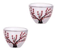 Ciieeo Japanese Style Hand-Painted Blossom Wine Cups Set Ceramic Sake Glasses for Wine Milk Tea Spirits Vintage Design 2 Pieces for Home Bar Party
