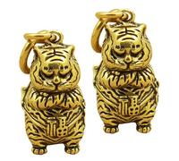 Ciieeo Key Accessory Use Design Chinese-style Ring Easy Hanging to 2pcs Copper Mini Tiger Keychain Pendant with Creative Charm Stylish Golden for Decorating Bags and Keys