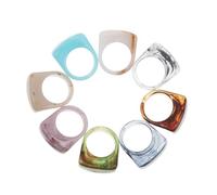 Ciieeo Knuckle Rings Colorful 8pcs Resin Acrylic for Women Wide Thick Dome Bands Chunky Trendy Stackable Jewelry for Daily Wear