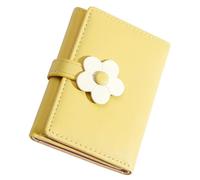 Ciieeo Korean-Style Tri-Fold PU Wallet for, Cute Yellow Flower Pattern Change Purse, Small Coin Bag for and Students
