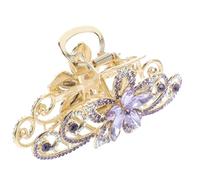 Ciieeo Large Claw Hair Clip Decorative Claw Clip Flower Shape Rhinestone Alloy Material Secure Hold Tight Grip Glamour Style for Women Hair Accessories