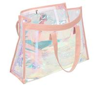 Ciieeo Large Holographic Tote Bag for Women with Tpu Material, Three-layer Compartments and Inner Pocket, Waterproof Iridescent Summer Beach Bag with Widened Pu Handle for Travel