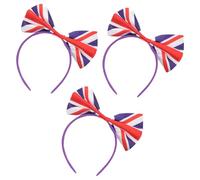 Ciieeo Large Satin Bow Headbands Featuring British Flag Pattern Comfortable and Not Easy to Break 3pcs for Football Fans for Costume Parties and Mardi Gras Events