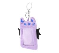 Ciieeo Lavender Plush Card Holder with Devil Wings and Cat Ears, Easy to Carry Photo Card Keychain Holder for Office Use, Versatile and Cute Cartoon Design for Students and Fans