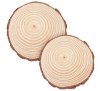 Ciieeo Lawn Decorative Wood Slices 20-23Cm, 2Pcs Round Natural Barked Logs for Garden Stepping Stones, Wooden Discs for Outdoor Pathway and Yard DIY Crafts