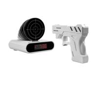 Ciieeo Lcd Digital Alarm Clock Radio Controlled Battery Operated White Shooting Target Game Mode Batteries Required