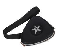 Ciieeo Leather Guitar Pick Storage Bag with Lanyard Triangle Shape Design Black Colour Can Hold 24 Guitar Picks Lightweight and Multi-Purpose and Family Use