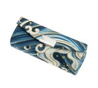 Ciieeo Lipstick Storage Box with Mirror Vintage Light Blue Fabric Strap Portable Lipstick Holder Case for Travel and Jewelry Organiser Upgrade Version