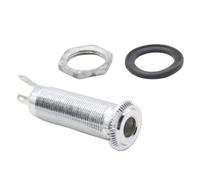 Ciieeo Long Threaded Cylinder Output Jack for Electric Guitar and Bass Silver Metal Barrel Guitar Accessory Socket Full-contact for Instrument Hardware