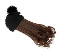 Ciieeo Long Wigs Warm Crochet Hat Realistic Natural High Temperature Silk and Wool Winter Hat for Shopping and Appointment