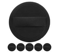 Ciieeo Makeup Powder Puff 6Pcs Ultra-Thin Black PU Leather Soft Crystal Velvet 54Mm Round Foundation Applicators for Daily Beauty Use