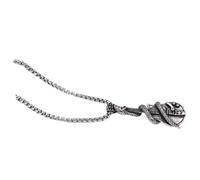 Ciieeo Men's Vintage Stainless Steel Snake Guitar Pendant Necklace Silver Tone Chain, Rock Music Inspired Pendant Neck Chain for Male, Cool Jewelry Gift for Guitar Lovers