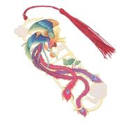Ciieeo Metal Chinese Dragon Phoenix Bookmark with Hollow Design, Tassel Chain Page Marker, Decorative Reading Book Mark for Men, Traditional Chinese Style Random Color