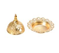 Ciieeo Middle Eastern Style Mini Censer Metal Incense Burner in Golden Colour for Rod and Cone-shaped Incense with Ash Catcher, for Bedroom and Hotel Aromatherapy