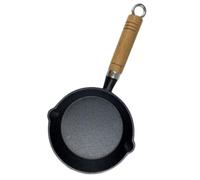 Ciieeo Mini Cast Iron Frying Pan for Eggs with Wood Handle | Black Iron Body, Non-stick Finish, Quick Heating, Wear-resistant Base, Sauce Making and Restaurant Use