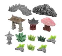 Ciieeo Mini Chinese Zen Garden Accessories Miniature Stone Pagoda Bridge Rockery Figurines for Terrariums Fairy Gardens Bonsai Decor Patio Office Calm Environment