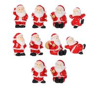 Ciieeo Mini Santa Claus Statue, 10pcs Small Santa Claus Ornament for Doll House Micro Scene, Cute Resin Christmas Tabletop Decor for Home, 1.3x0.8in, Mixed Style
