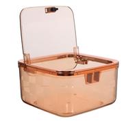 Ciieeo Mini Transparent Desktop Trash Bin with Lid Plastic Tabletop Wastebasket with Elegant Grid Pattern Dual Purpose Storage and Garbage Container for Office Kitchen Vanity Countertops