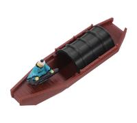 Ciieeo Miniature Chinese Sailing Boat Ornament with Hand-polished Old Man Figurine Playing Piano Classical Pottery Statue for Micro Landscape Dollhouse Decor and Home Office Display