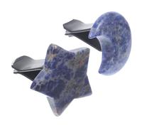 Ciieeo Moon and Star Crystal Car Vent Clips with Blue Stone, 2Pcs Auto Accessories Featuring Stainless Steel and Rubber for Female Car Interiors