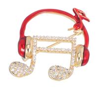 Ciieeo Music Note Brooch Pin with Headphone Design Gold Tone Micro Zirconia Lapel Pin for Women Sweater Accessory Gift for Music Lovers and Concert Wear