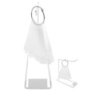 Ciieeo Nail Art Display Board Set with 50 Fan-shaped White Acrylic Practice Tips, Iron Holder Stand and Ring for Manicure Practice, False Nail Display Sticks for Salon and Home Use