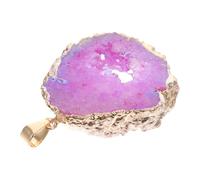 Ciieeo Natural Agate Crystal Slice Pendant with Gold-plated Edge, Rose Red Gemstone DIY Jewelry Pendant for Women’s Necklace Accessories and Decorative Agate Crafting