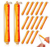 Ciieeo Natural Hair Rollers African Americans 24Pcs Perm Rods with Elastic Bands Plastic Hair Curlers for Salon Shop and Home DIY Use