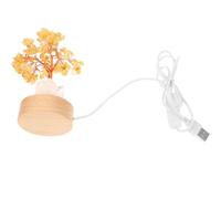 Ciieeo Natural Yellow Crystal Tree Night Light Feng Shui Money Tree Bedside Lamp with White Crystal Column for Bedroom Decor and Ambient Lighting