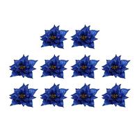 Ciieeo Navy Blue Christmas Decorations 10pcs Xmas Flower Ornaments Artificial Decor for Wreath Tree Adornments