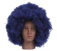 Ciieeo Navy Blue Short Afro Curly Wig for Black Women - Heat Resistant Synthetic Hair with Soft Bouncy Curls, Party and Cosplay Costume Wig