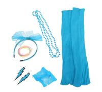 Ciieeo Neon 80s Retro Party Costume Set for Women - Fluorescent Green Beaded Necklace, Lace Headband, Statement Earrings, and Neon Leg Warmers - 1980s Themed Fancy Dress Accessories for