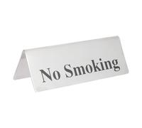 Ciieeo No Smoking Desk Sign Stainless Steel Material with English Text for Hotel and Restaurant Settings