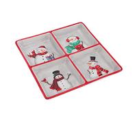 Ciieeo Nordic Style Ceramic Four-Compartment Tray Embossed Popcorn Fruit Snack Plate Christmas Tableware Sectioned Food Serving Dish for Holiday Fruit and Vegetable Presentation