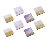 Ciieeo Oil Painting Self-adhesive Notes 8pcs Memo Pads Set with Landscape Designs for Office Message Notes, Tearable Notepads Suitable for Home and School Use