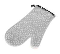 Ciieeo Oven Mitten Microwave Oven Glove Heat Resistant Silicone Kitchen Cooking Mitt Long Black and White Polka Dot Non-slip Single Piece for Baking and Grilling