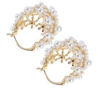 Ciieeo Pearl Hoop Earrings Copper Material Comfortable Wearing Experience 1 Pair with Hollow out Geometric Design French Luxury Style for Daily Wear and Parties