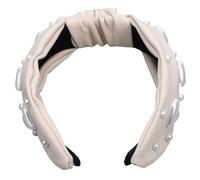 Ciieeo Pearl Knotted Headband Beaded Headbands for Women Soft Touch Non-slip Cloth and Abs Material Heart Shape Adorable Stylish Hair Accessory for Ladies Valentine's Day