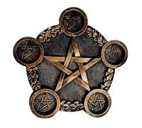 Ciieeo Pentacle Star Candleholder Creative Brass Desktop Candlestick Holder for Rituals and Sacrifice Photo Prop, Star-shaped Energy Gathering Decor