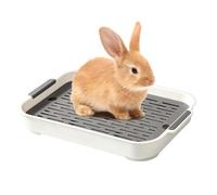 Ciieeo Pet Toilet with Heightened Fence Design Small Rectangular Plastic and Thick Bottom Net, Easy to Place and Prevents Excrement Splashing, White for Rabbits and Guinea Pigs Hamster